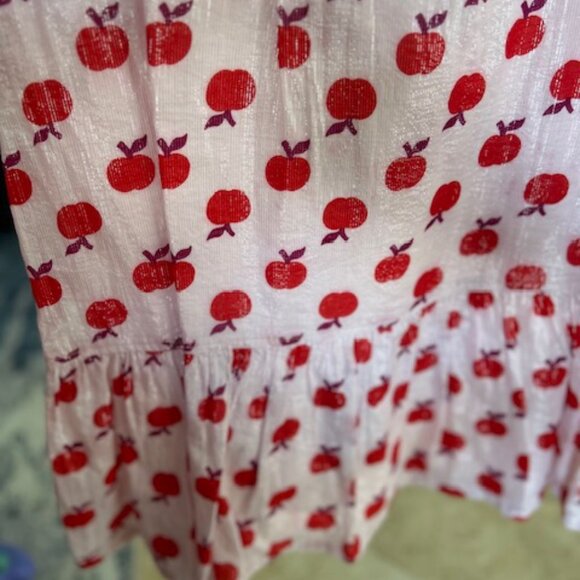 Crewcuts Apple Print Long sleeve Peasant Dress Size 8 - Picture 5 of 6